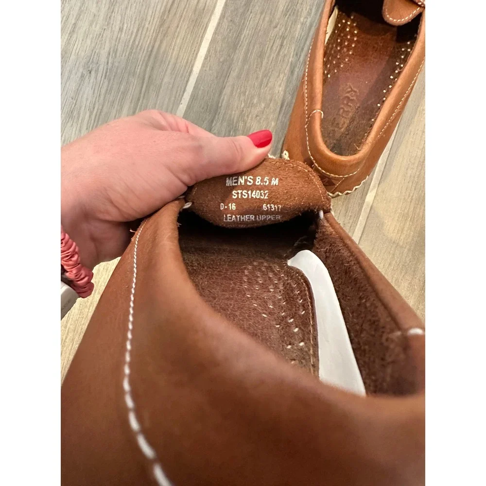 Sperry Mens Tan Leather Penny Loafers Whipstitch Moc Toe STS14032 Size 8.5 M
